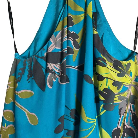 Marciano Blue Tropical Floral Print Halter Gold Chain Asymmetric Top Size Small - Picture 4 of 11